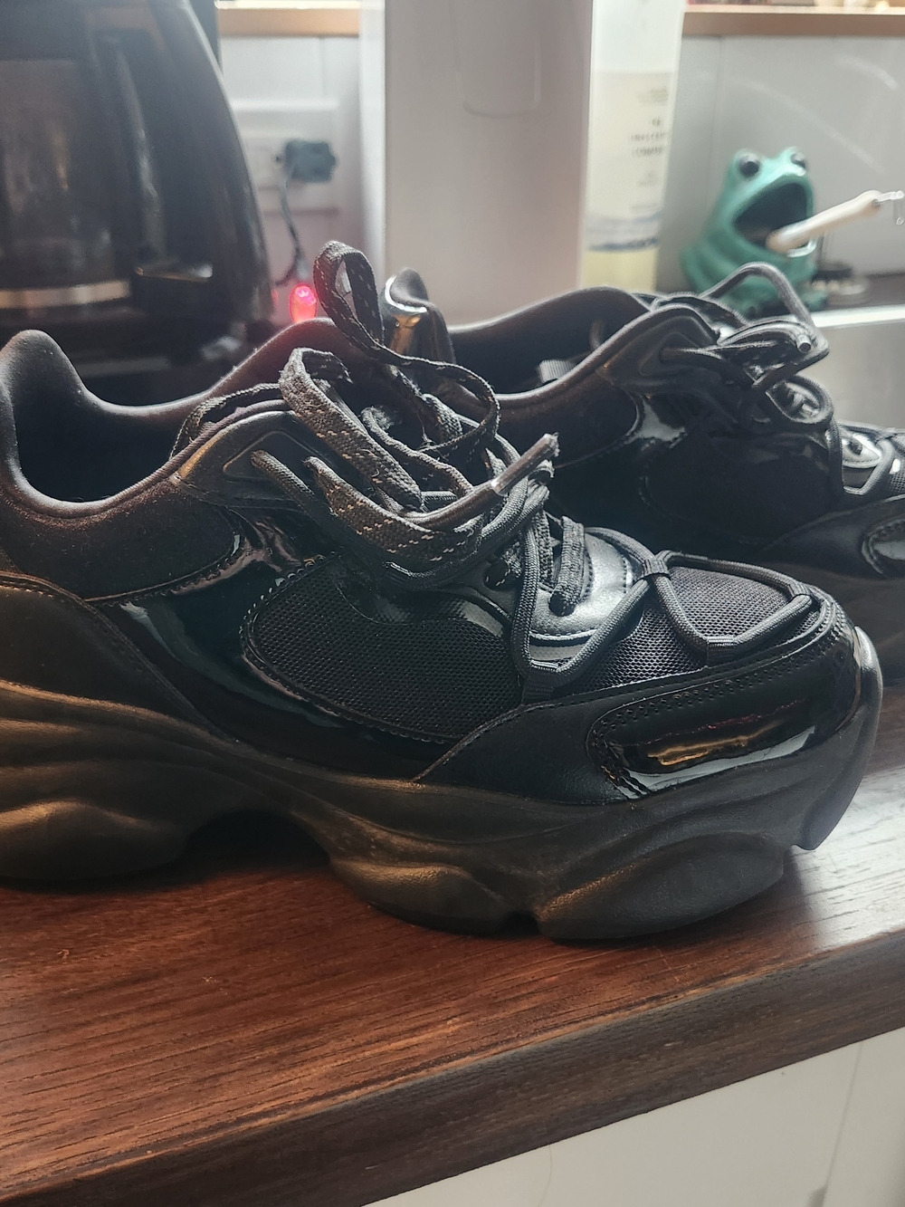 Aldo All-Black Chunky Platform Lace-Up Sneakers